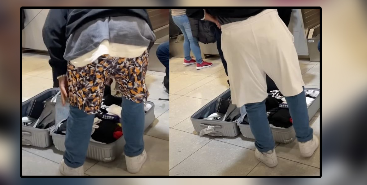 Modo ahorro: Hombre se pone toda su ropa encima para no pagar exceso de equipaje en aeropuerto