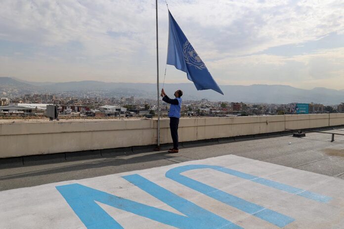 LEBANON-ISRAEL-PALESTINIAN-CONFLCIT-UN-FLAG