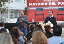 Acompaña alcalde Javier Lamarque a senador Heriberto Aguilar en asamblea informativa en Cajeme