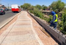 Avanza Gobierno de Hermosillo trabajos en parque lineal en el bulevar Lázaro Cárdenas