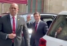 Marco Rubio llega a Palacio Nacional para reunirse con Sheinbaum