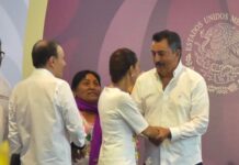 ACOMPAÑA LAMARQUE A CLAUDIA SHEINBAUM EN ENTREGA DE TARJETAS DE PENSIÓN MUJERES BIENESTAR EN CAJEME