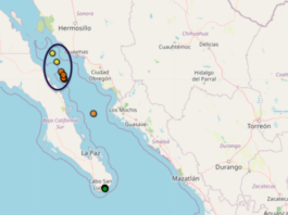 Enjambre de temblores frente a las costas de Guaymas