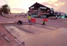 Continúan los trabajos de rehabilitación en el bulevar Centenario en Navojoa